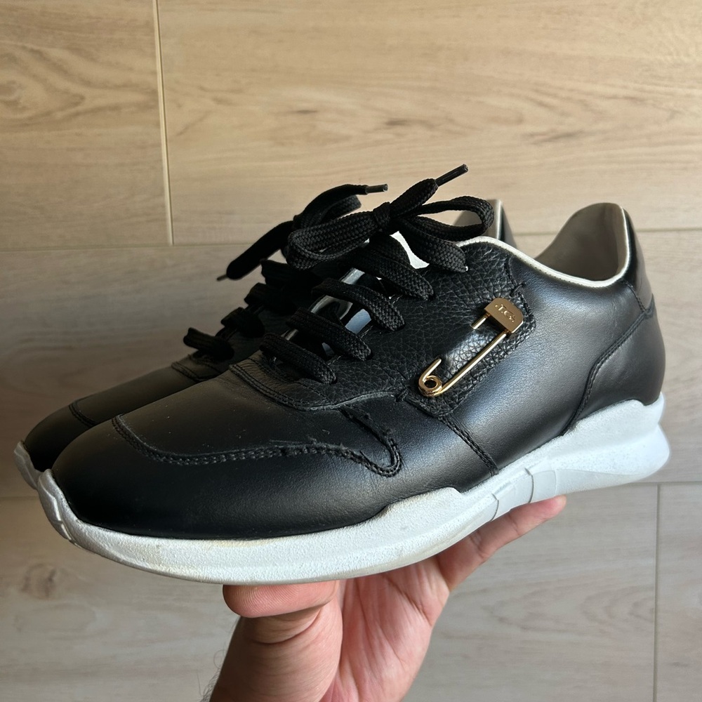 John Galliano Black Leather Sneakers Size 9.5 - Picture 2 of 11